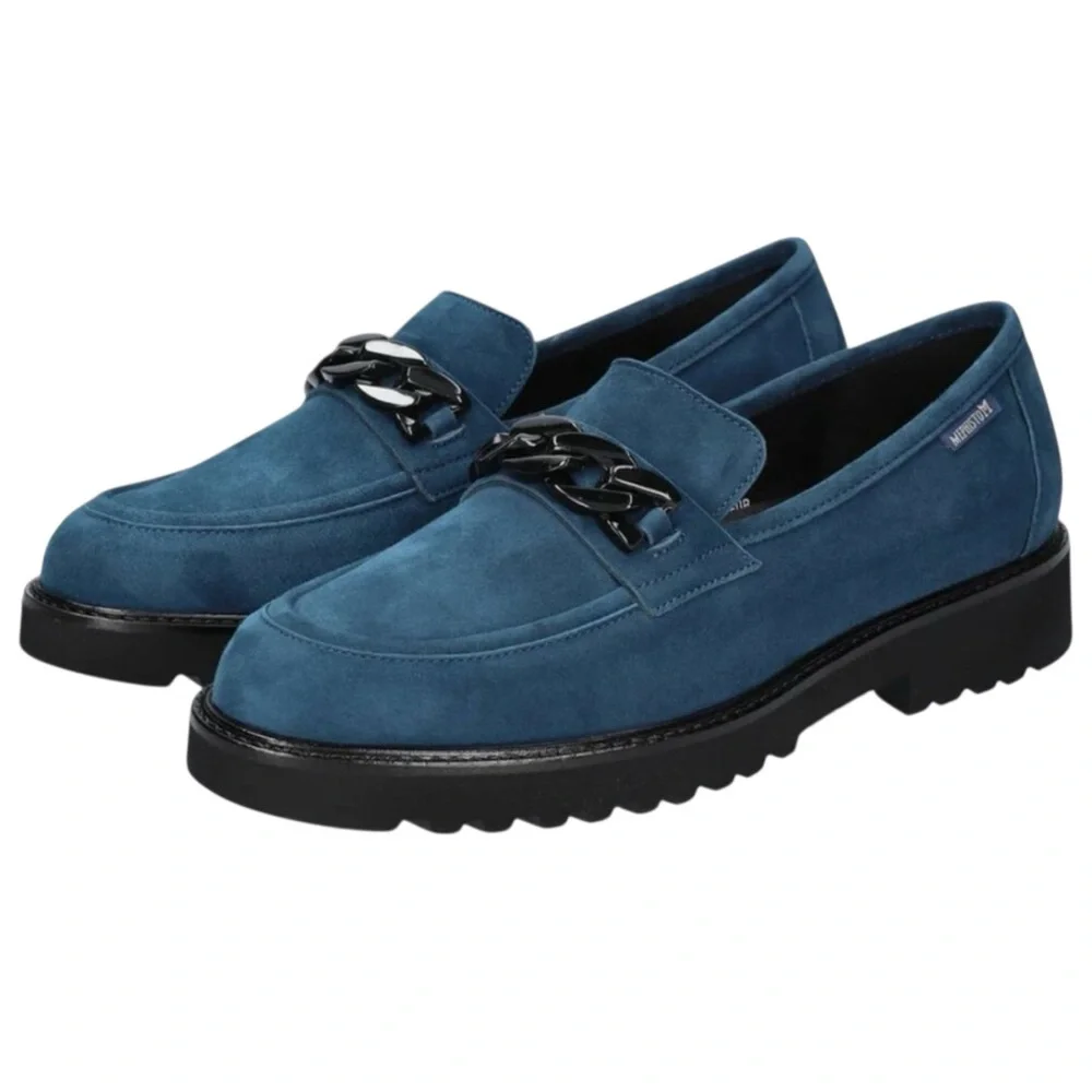 Memphisto Peacock Blue Velvet Leather SALKA Slip-On Loafers with Lug Sole